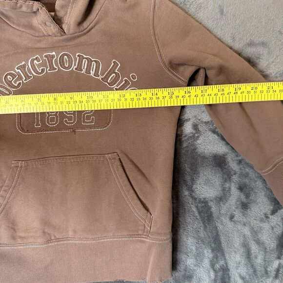 Vintage Y2K Abercrombie & Fitch Kids Large Brown Pullover Long Sleeve Hoodie - Picture 3 of 6